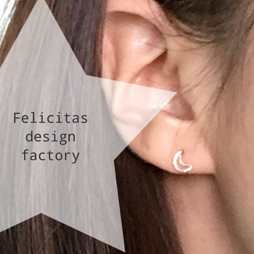 14kgf：槌目模様の月と星：pierce ピアス（スタッド・一粒