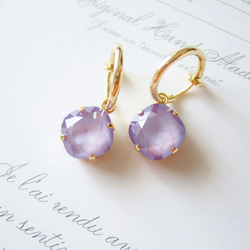 ＊swarovski crystal Lilac～大人に憧れるシンプルラウンドイヤリング 3枚目の画像