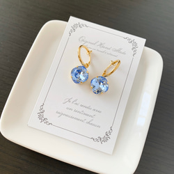 ＊swarovski light sapphire～大人に憧れるシンプルラウンドイヤリング 4枚目の画像