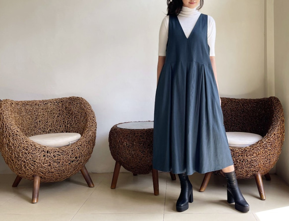 新品 完売 Brocante コットンリネンキャンバスサロペットスカート 楽天