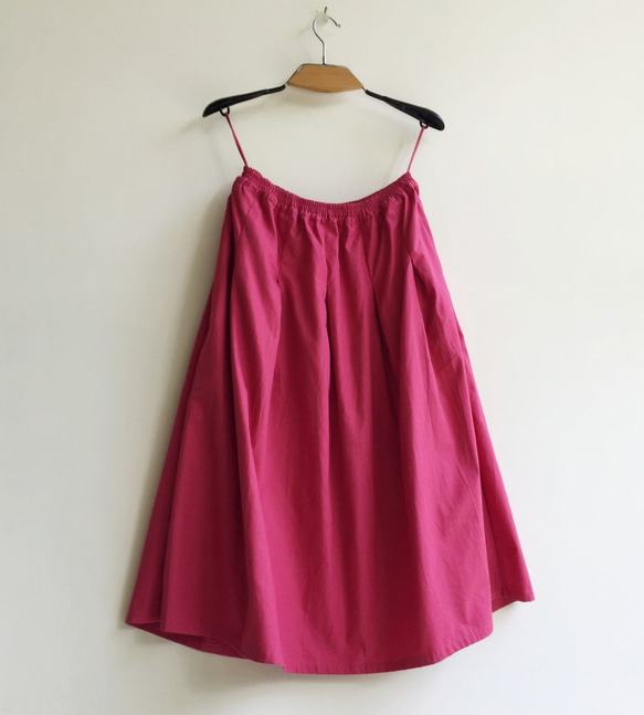 ローズピンク77cm丈♪コットン素材ロングプリーツスカート 5枚目の画像