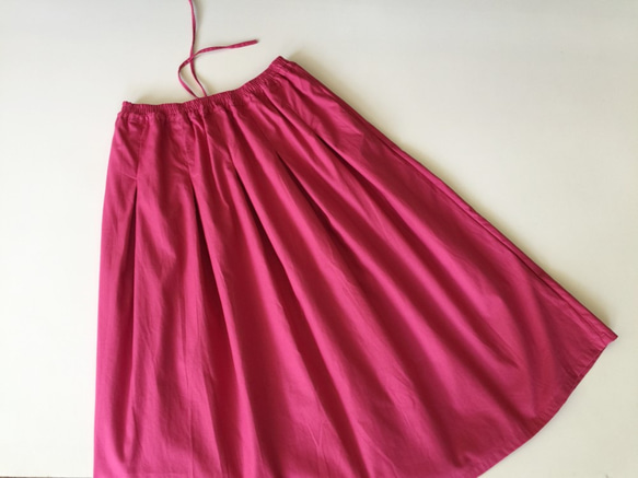 ローズピンク77cm丈♪コットン素材ロングプリーツスカート 6枚目の画像