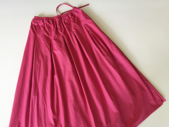 ローズピンク83㎝丈♪コットン素材ロングプリーツスカート 6枚目の画像