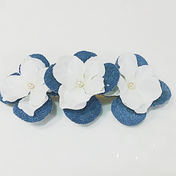 DENIMflowerバレッタ　サマーボタニカルフラワー 2枚目の画像