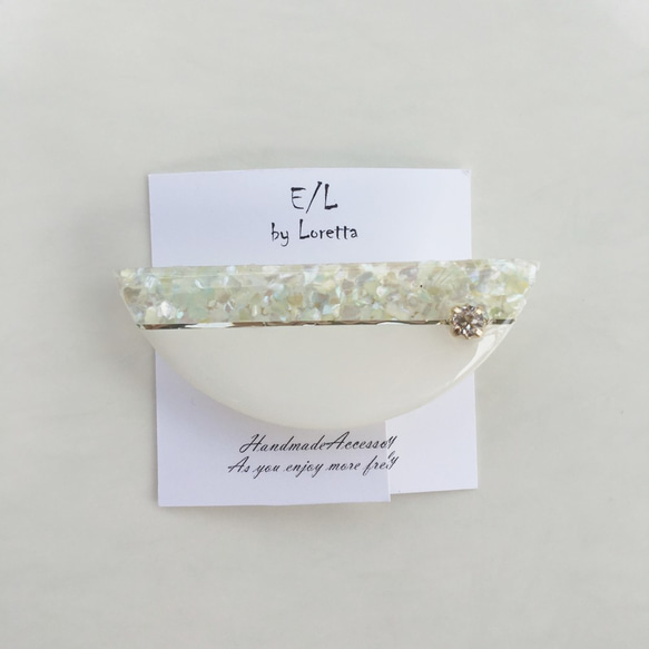 Bi-color shell hair clip（WHITE×MINT） 2枚目の画像