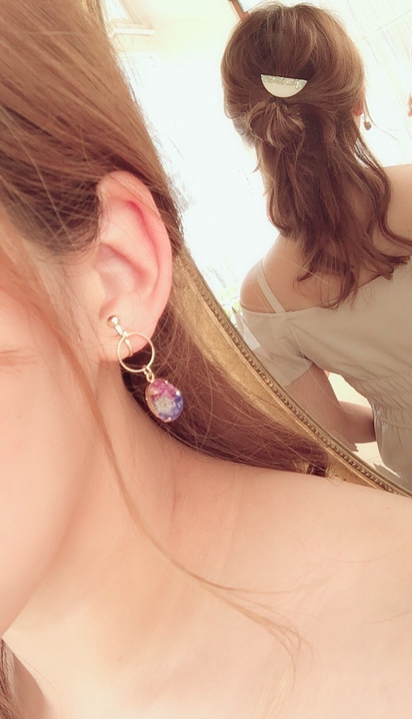 Bi-color shell hair clip（WHITE×MINT） 4枚目の画像