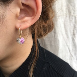 2way Mini flower ball hoop earring 2枚目の画像