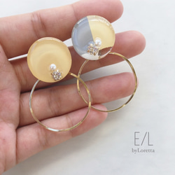 2way 3color hoop earring(LEMON) 2枚目の画像