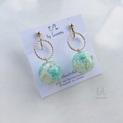 Flowerball hoop earring（MINT) 1枚目の画像