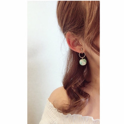 Flowerball hoop earring（MINT) 2枚目の画像