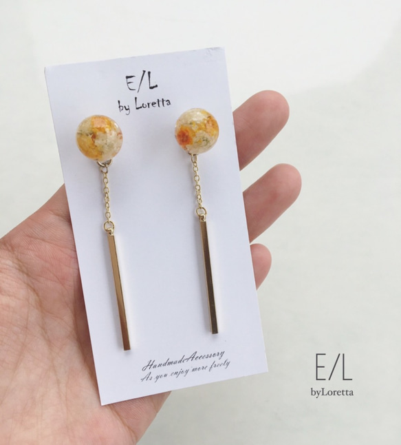 Mini Flower Ball Chain Stick Earring 1枚目の画像
