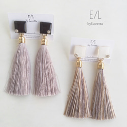 Color square long tassel earring 1枚目の画像