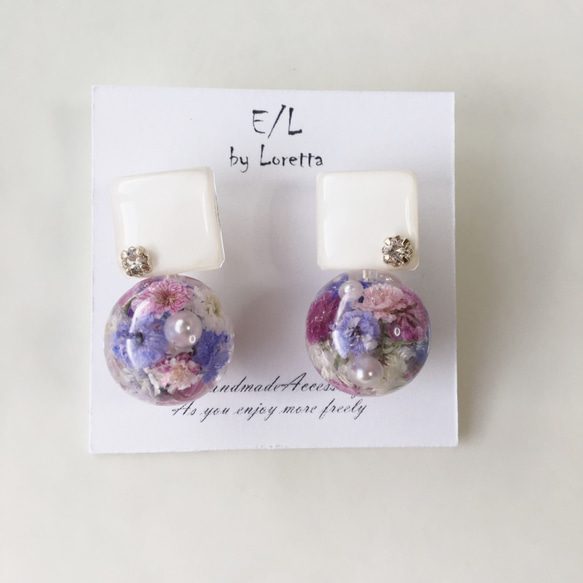 (全4色)Color square × Flowerball pierce 4枚目の画像