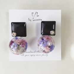 (全4色)Color square × Flowerball　earring 3枚目の画像