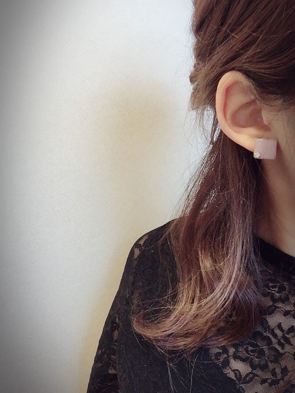 (全4色)Color square × Flowerball　earring 7枚目の画像