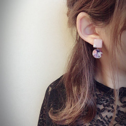 (全4色)Color square × Flowerball　earring 9枚目の画像