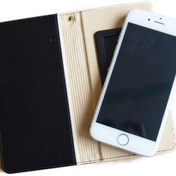 手機殼日式西陣織筆記本型多型號兼容幻燈片型多尺寸（15 x 7 厘米以內）黑金蘭 第4張的照片