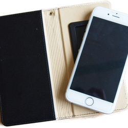 携帯 スマホ ケース 和柄 西陣織 手帳型 多機種対応 スライド式 マルチサイズ (縦15×横7センチ内）うさぎ白 4枚目の画像