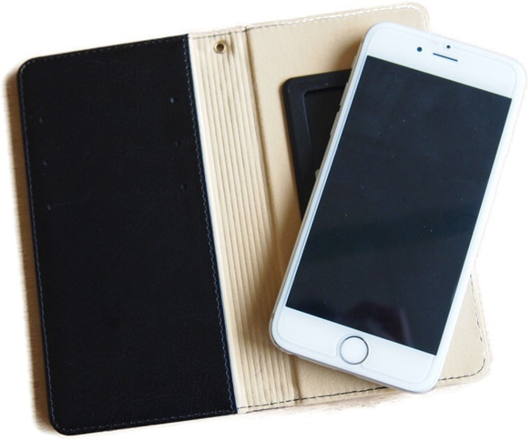 携帯 スマホ ケース 和柄 西陣織 手帳型 多機種対応 スライド式 マルチサイズ (縦15×横7センチ内）うさぎ白 4枚目の画像