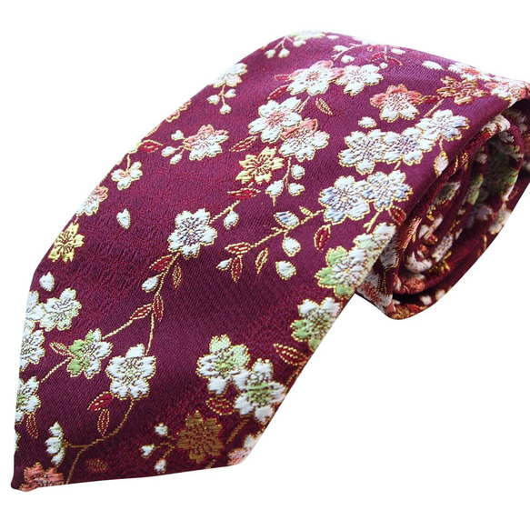 日式高級領帶 織錦布 時尚的日式書籍。 《紫色垂枝櫻花》 第1張的照片