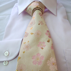 和柄　高級ネクタイ　金襴布利用　おしゃれで和の一本です。＜ピンク薔薇＞ 4枚目の画像