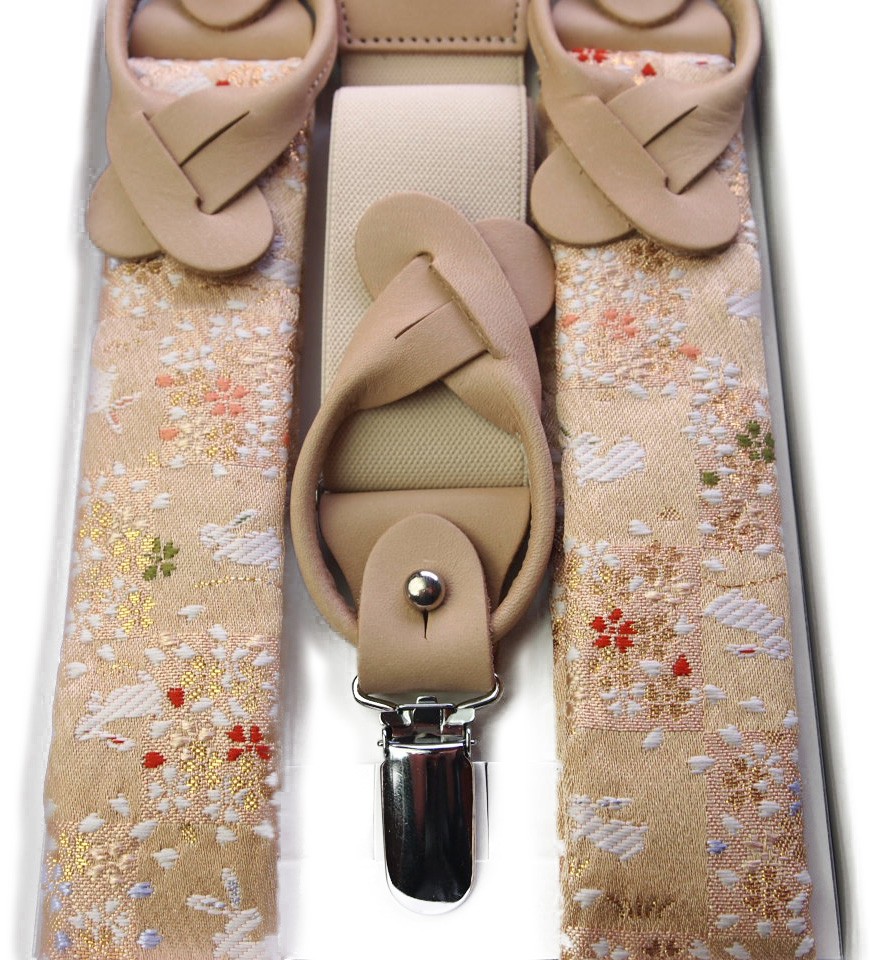 高級サスペンダー　和柄の金襴で作った他にはないかわいい一本です。