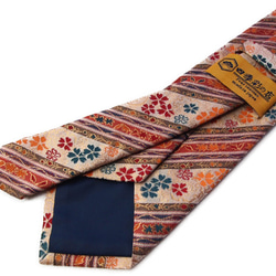 和柄　高級ネクタイ　金襴布利用　おしゃれで和の一本です。＜古代桜＞ 4枚目の画像
