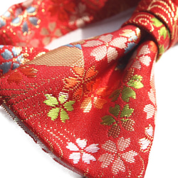 Nishijin Woven Japanese Pattern Luxury Bow Tie☆ 採用優質金錦布製成的時尚領結。紅 第2張的照片