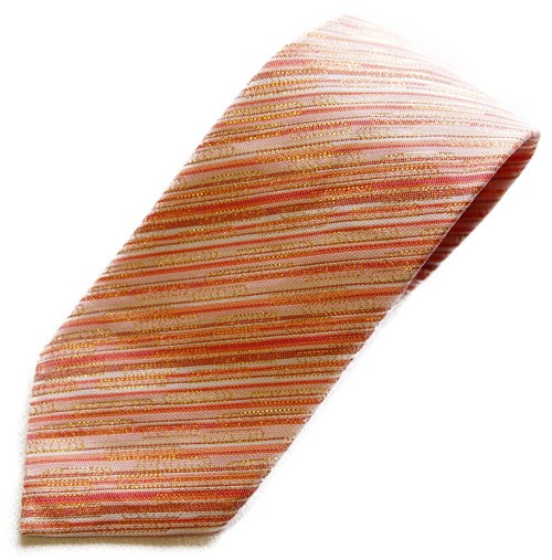 和柄　高級ネクタイ　金襴布利用　おしゃれで和の一本です。＜古代ピンクストライプ＞