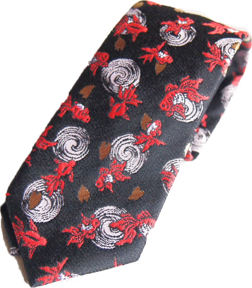 和柄 高級ネクタイ 金らん布利用 おしゃれで和の一本です。＜金魚