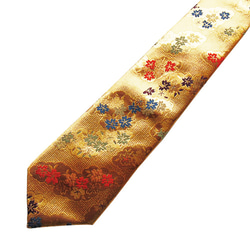 和柄 西陣織 高級ネクタイ　金らん布利用　おしゃれで和の一本です。＜金山模様＞ 2枚目の画像