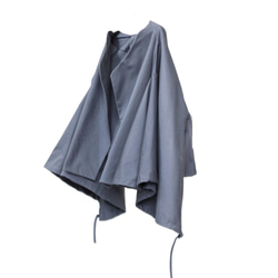 コットンワイドスタンド(小顔)カラーフレアスリーブ羽織りジャケット 2枚目の画像