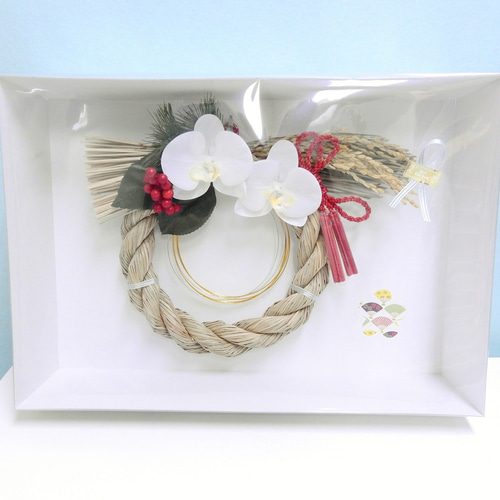 再販×3♡＊お正月飾り しめ縄 胡蝶蘭（レッドタッセル）組紐菊結び付き