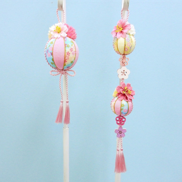 新作♡*花鞠・花玉ちりめん吊るし飾り・モビール(ひな祭り 新作♡*花鞠・花玉ちりめん吊るし飾り・モビール(ひな祭り