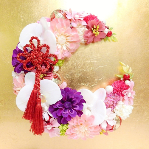 抗ウイルス光触媒加工＊和風リース 雅(MIYABI)三日月リース＊お正月