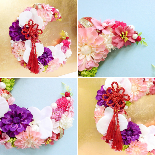 抗ウイルス光触媒加工＊和風リース 雅(MIYABI)三日月リース＊お正月