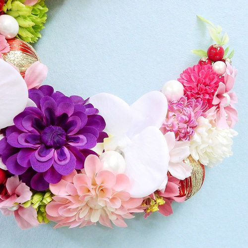 抗ウイルス光触媒加工＊和風リース 雅(MIYABI)三日月リース＊お正月