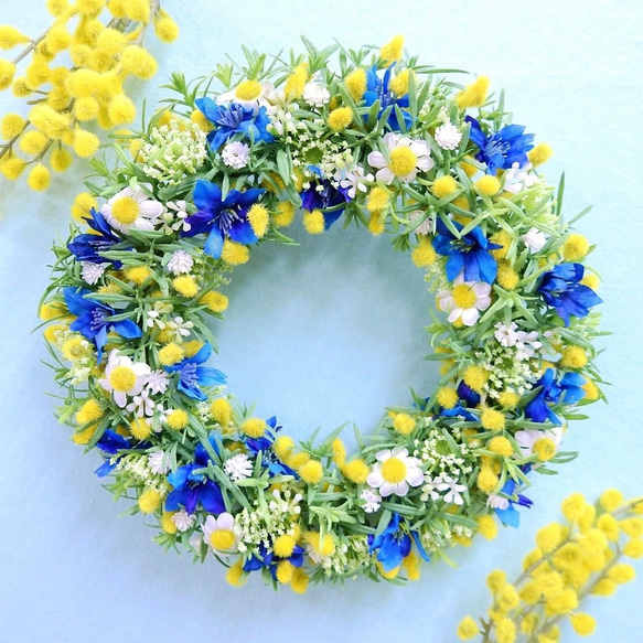 春を呼び込むミモザのリース⑥参考商品 春爛漫 瀬戸内ミモザとアネモネ