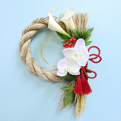 再販×6＊ お正月飾り しめ縄 胡蝶蘭とカラー タッセル付き組紐