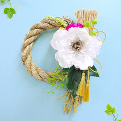 ホワイト しめ縄 ラタンしめ縄 縦長スワッグ ホワイト しめ縄 ラタンしめ縄 縦長スワッグ