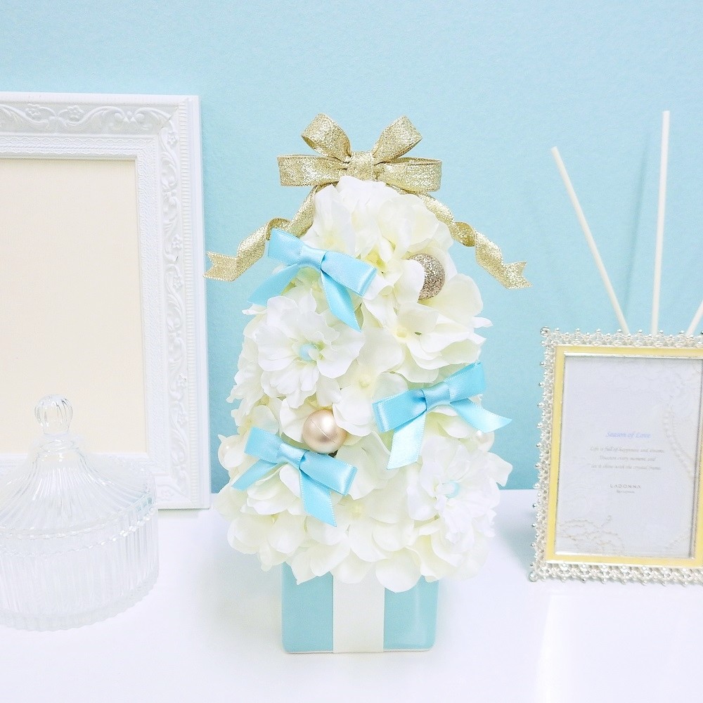 再販２＊ クリスマスツリー・卓上ツリー(ライトブルー) ＊抗ウイルス光触媒加工付き