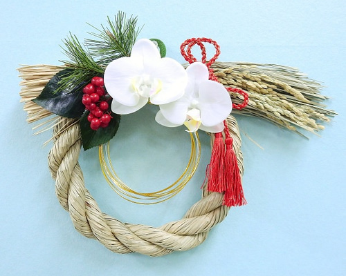 再販×2＊お正月飾り しめ縄 胡蝶蘭（レッドタッセル）＊ しめ縄