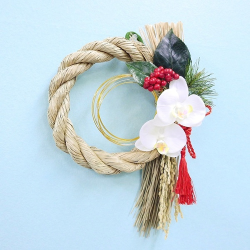 しめ縄リース　胡蝶蘭 再販×18】＊お正月飾り しめ縄 胡蝶蘭（レッドタッセル）＊ しめ縄