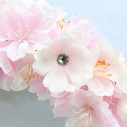 再販×２☆＊キラキラ華やかな満開の桜リース(スワロフスキー＆パール)＊ 9枚目の画像
