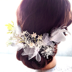 かすみ草の髪飾り ヘッドドレス 結婚式 成人式 卒業式 3枚目の画像