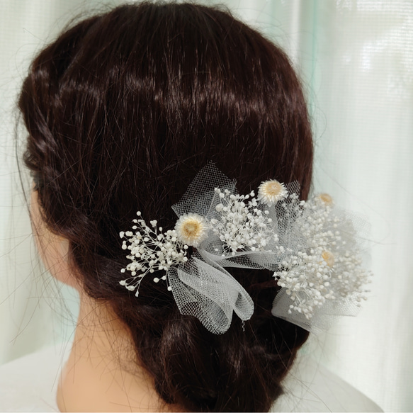 かすみ草&小花＋チュールの髪飾り♥️ヘッドドレス - 公式卸売価格