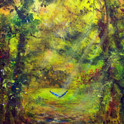 油絵 油彩 油彩画 絵 絵画 【新緑の渓流】 絵画 HR 通販 12680954