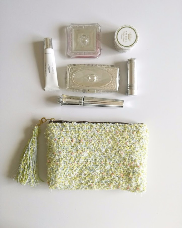 “夏凪”紀子花呢袋手工編織化妝品智能手機周圍存摺 第5張的照片