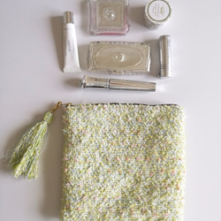 “夏凪”紀子花呢廣場門廊手工編織化妝品微型離合器 第2張的照片