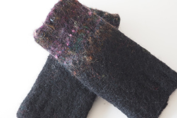 縮絨Yubinashi手套柔和的木炭Ç 第5張的照片